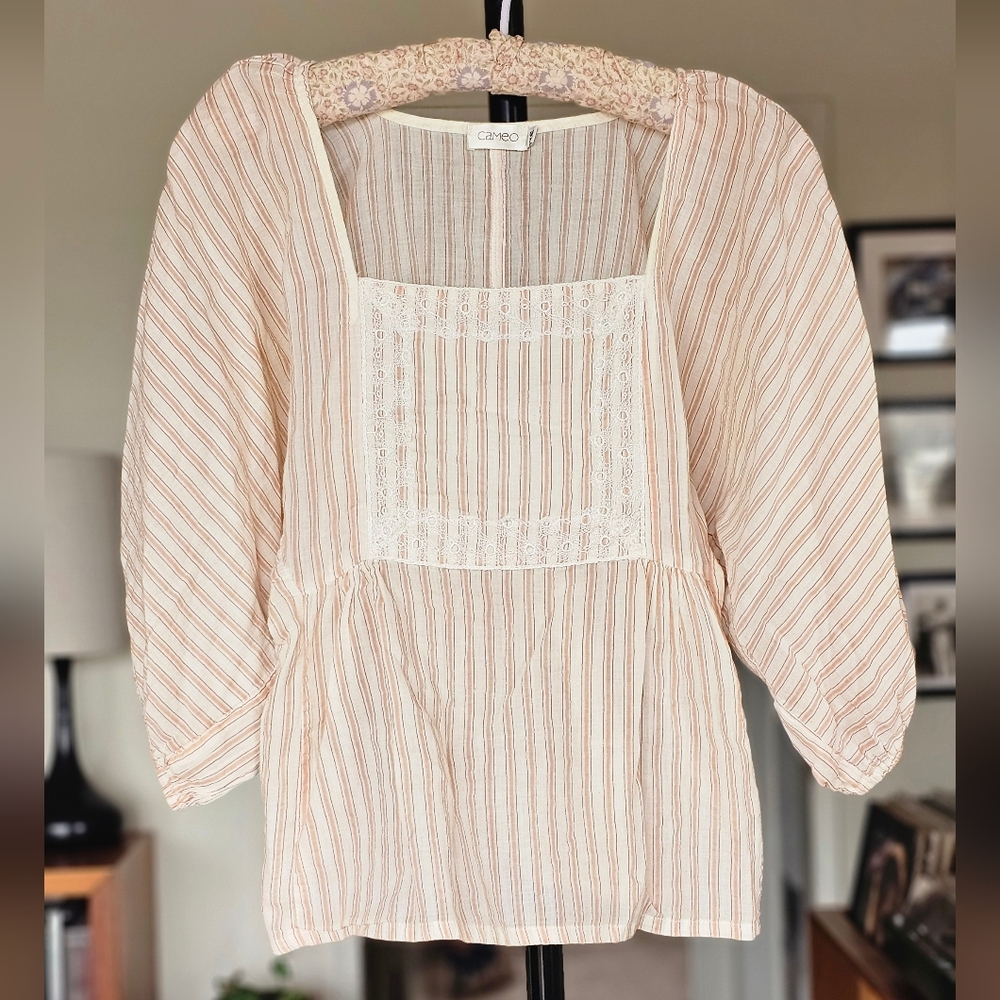 Cameo Striped Peasant Blouse